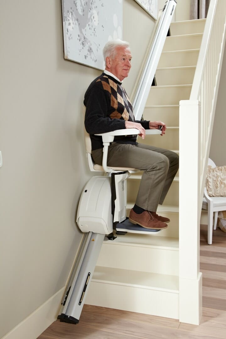 homeglide extra stairlift going up stairs on lift