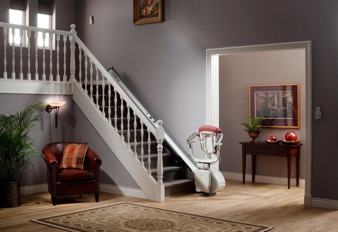 homeglide extra stairlift traditional set folded up lift 1