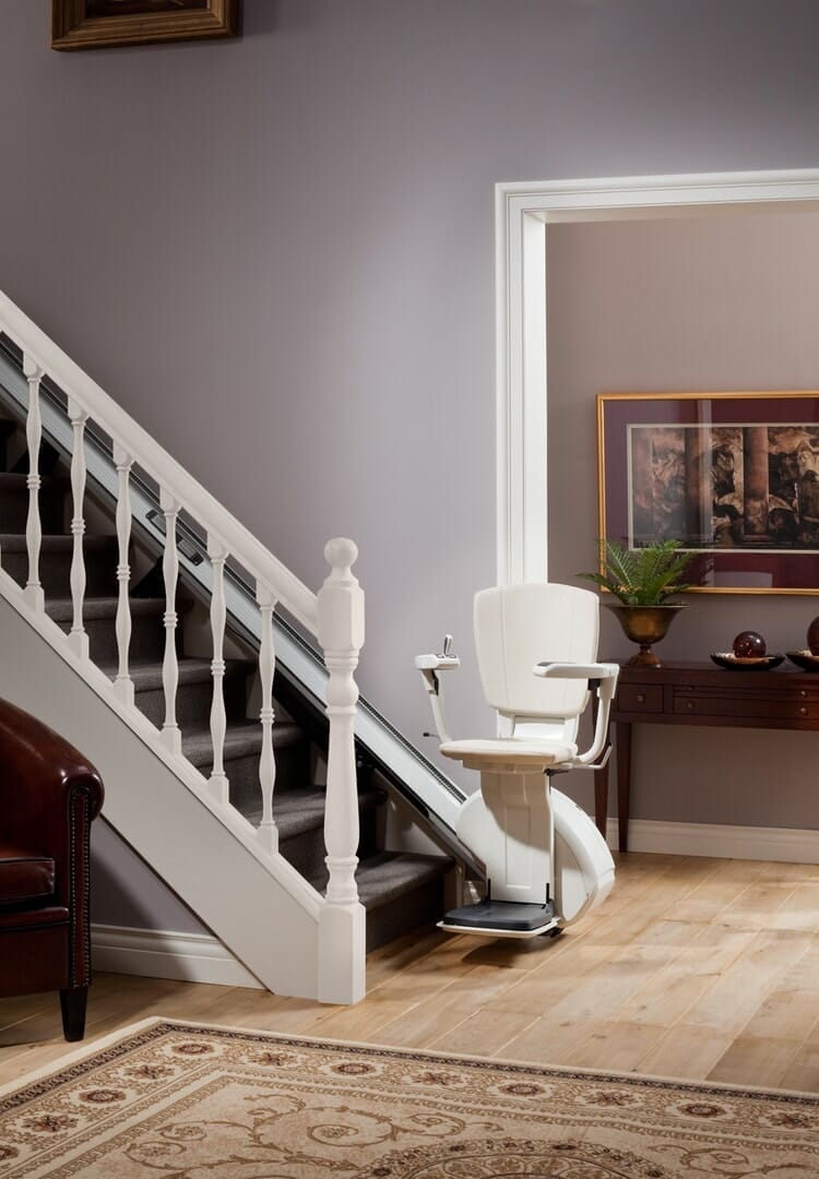 homeglide extra stairlift traditional set ready for use at bottom 1