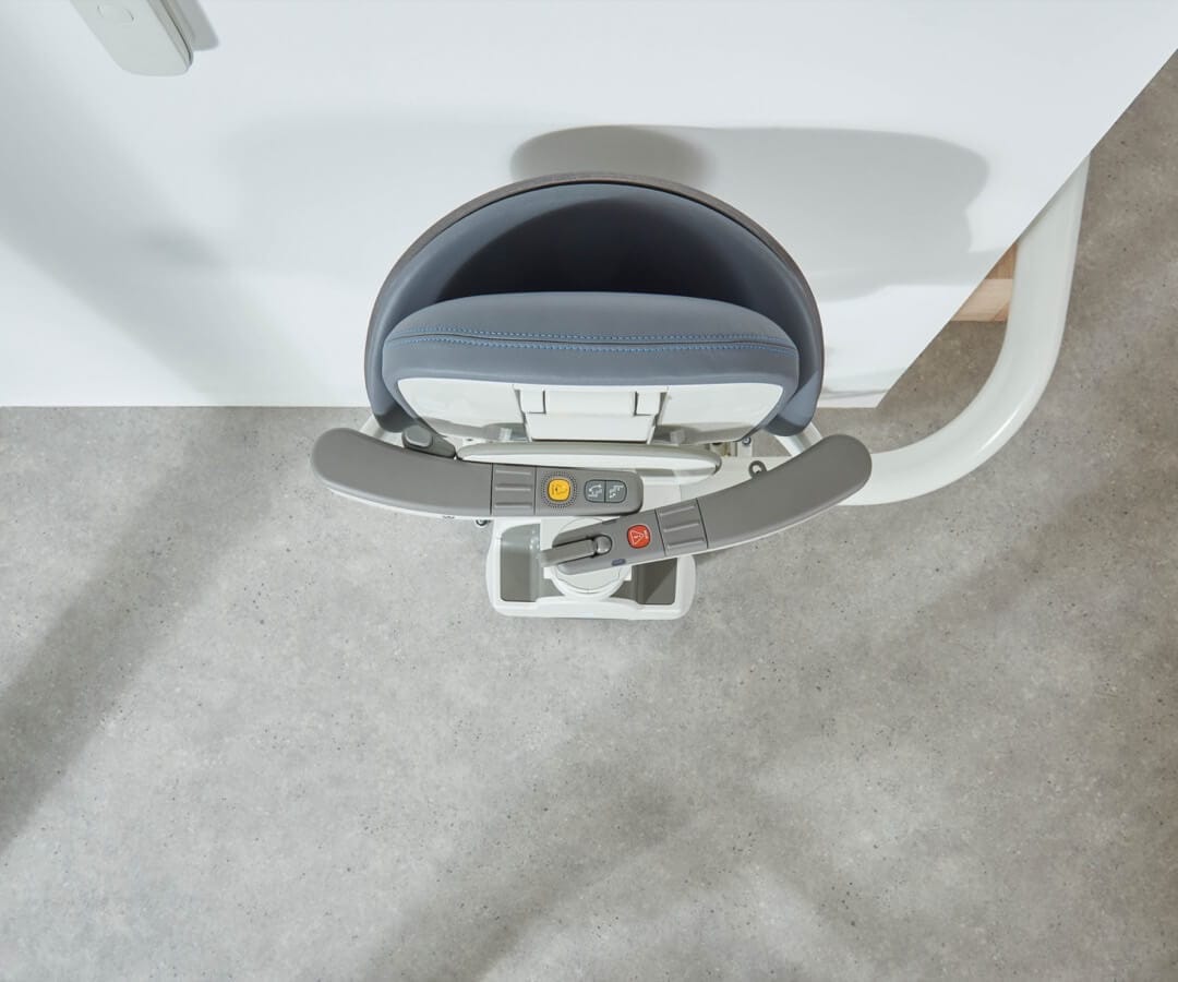 Flow X Stairlift Arial view of seat folded up