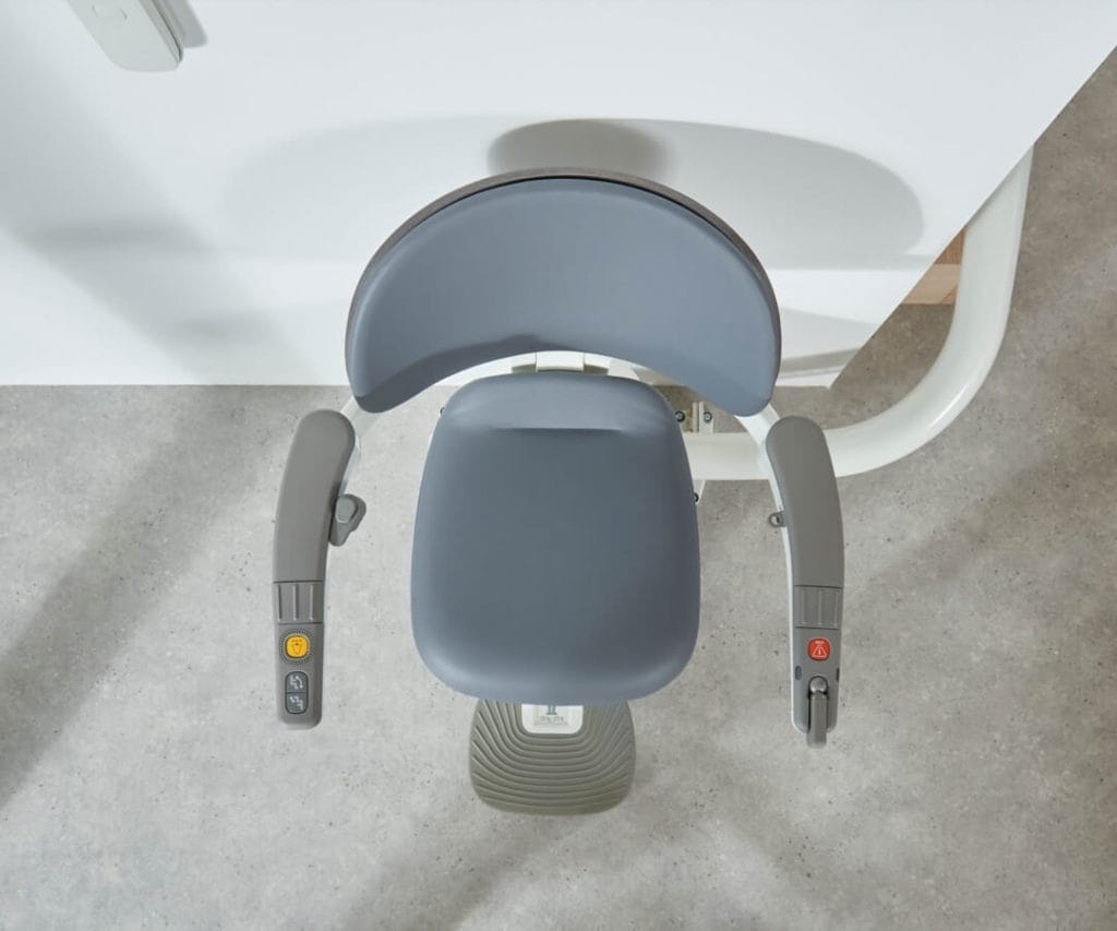 Flow X Stairlift Arial view of seat unfolded