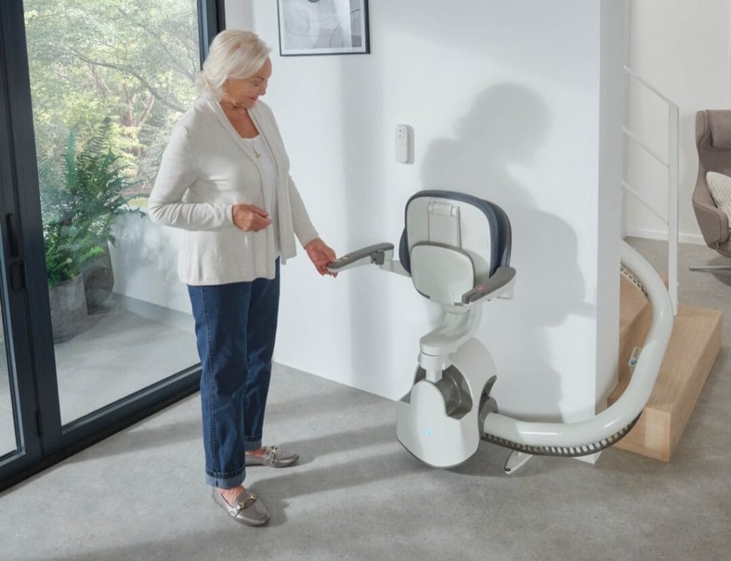 Flow X Stairlift Folding armrests down